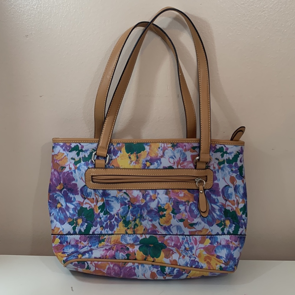 Giani Bernini Blue/Purple Floral Print Handbag - Picture 1 of 9